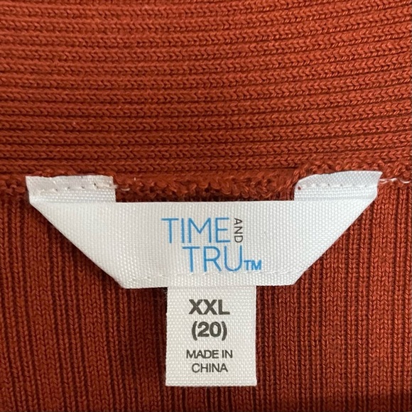 NWOT Time and Tru Orange Open Front Cardigan Sweater w/ Long Sleeves and… - Picture 4 of 11